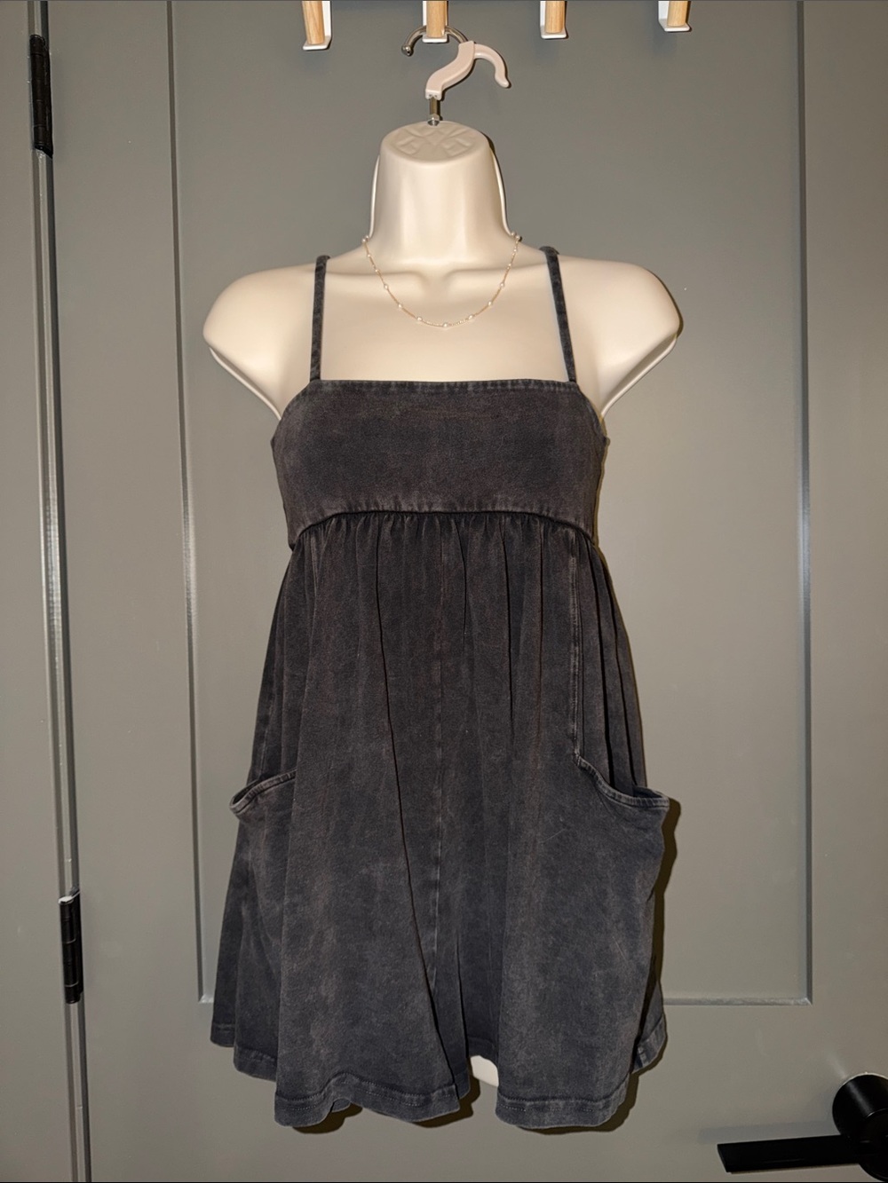 FP Movement by Free People Hot Shot Mini Romper in Washed Charcoal